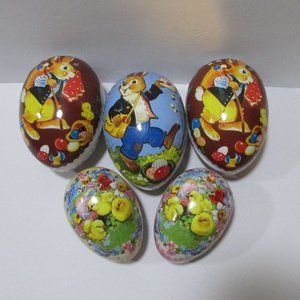 Easter bunny paper mache eggs yellow chicks spring design Nestler Germany lot 5